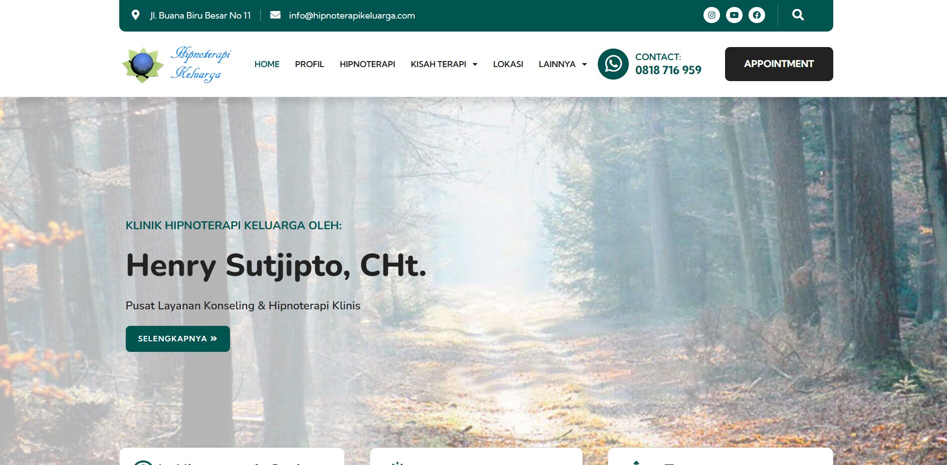 Hasil Jasa Pembuatan Website Klinik Hipnoterapi