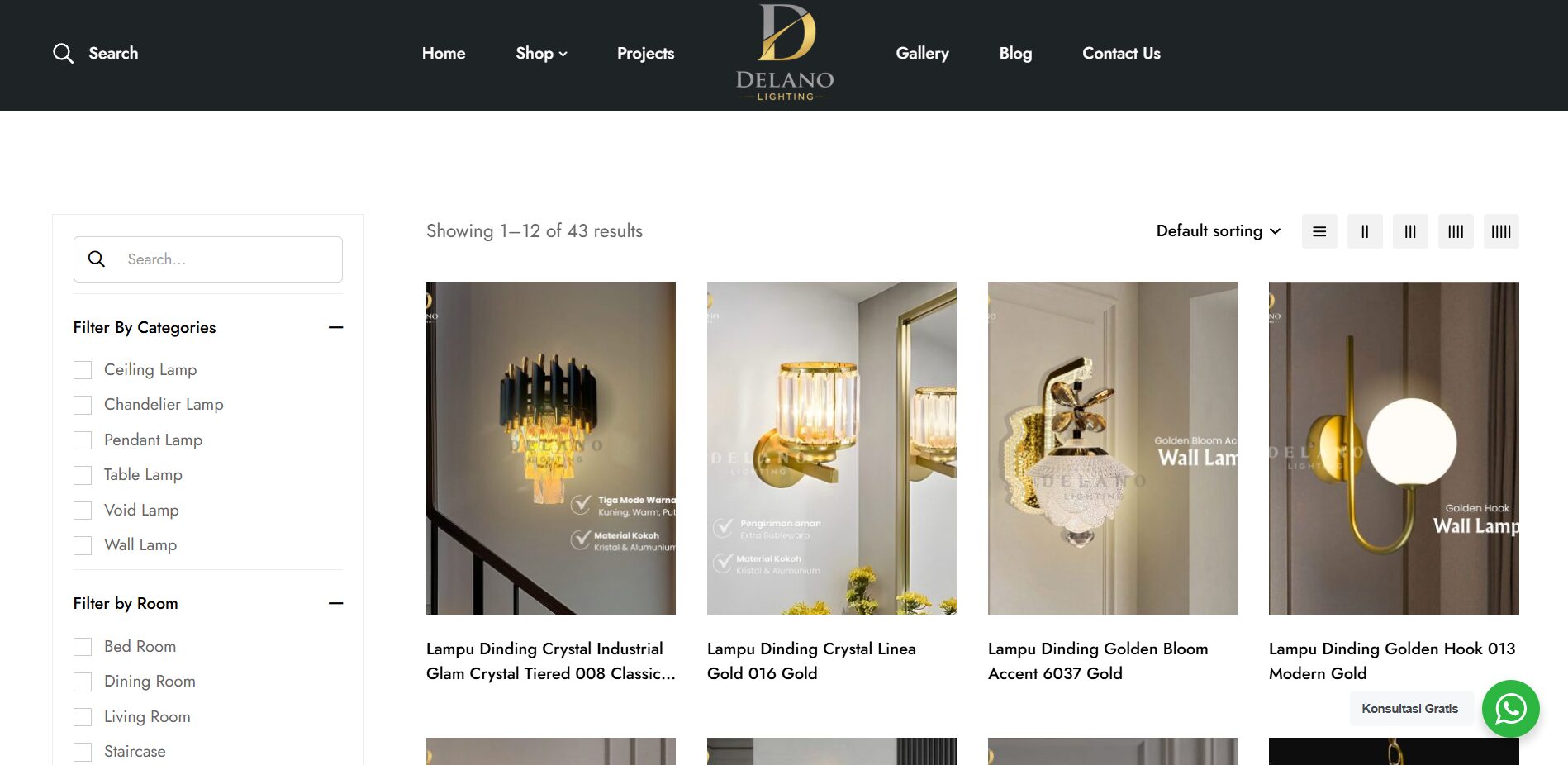 Hasil Jasa Pembuatan Website Toko Online Katalog Delano Lighting -